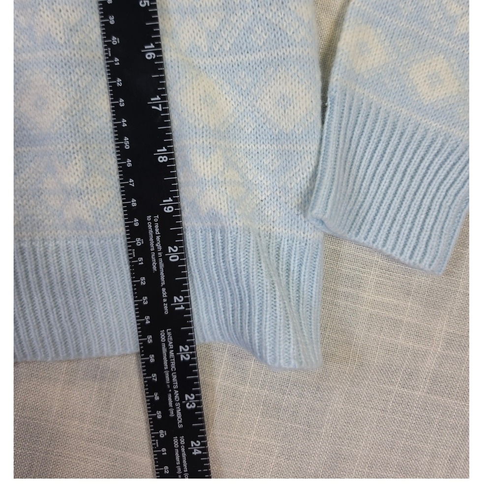 Faded Glory Womens Blue White Fair Isle Snowflake Knit Crew Nk Sweater Small 4-6 - Picture 5 of 7